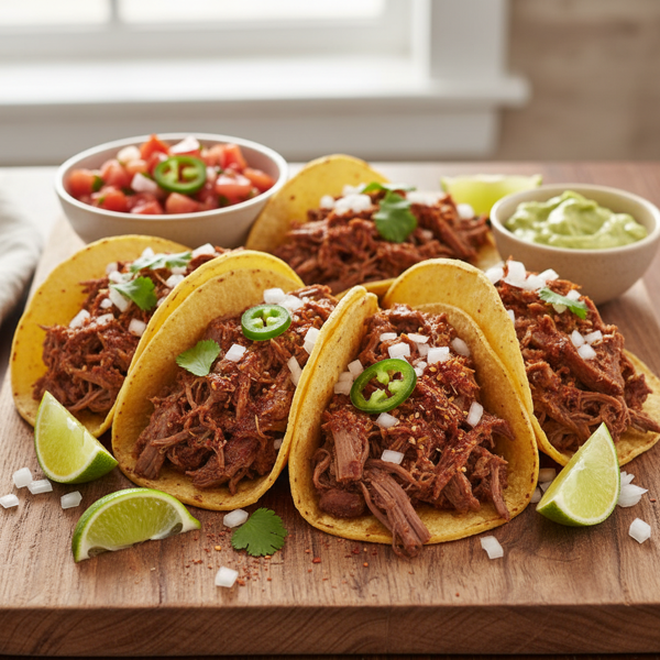 Slow-Cooked Shredded Beef Tacos with Lime and Spices recipe