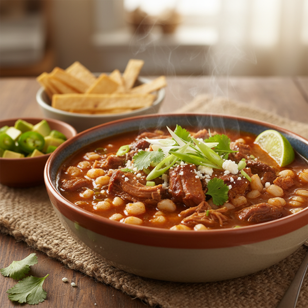 Slow-Cooked Tex-Mex Pozole with Tender Pork and Hominy recipe