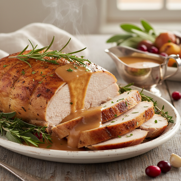 Slow Cooked Herb-Infused Turkey Breast with Velvety Gravy recipe