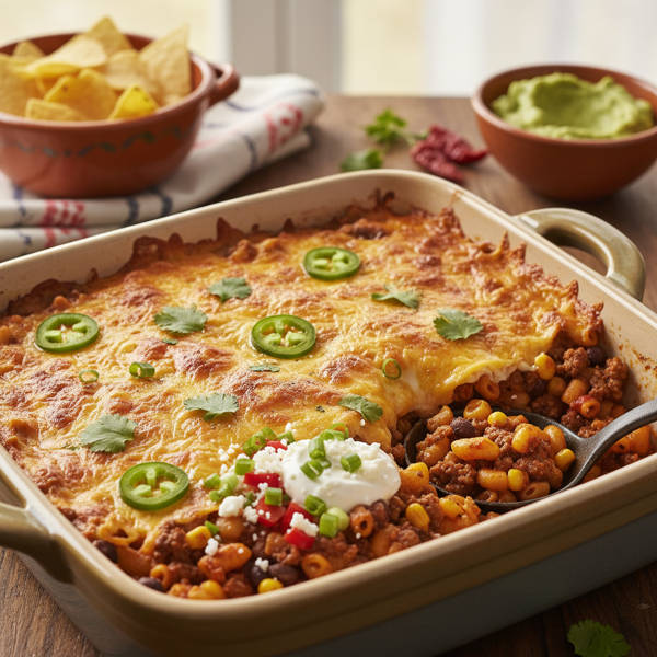 Slow Cooker Cheesy Mexican Goulash Bake recipe