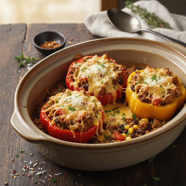 Slow Cooker Cheesy Turkey Stuffed Peppers recipe