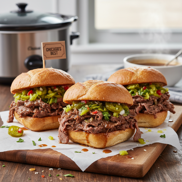 Slow Cooker Chicago-style Italian Beef Sandwiches recipe