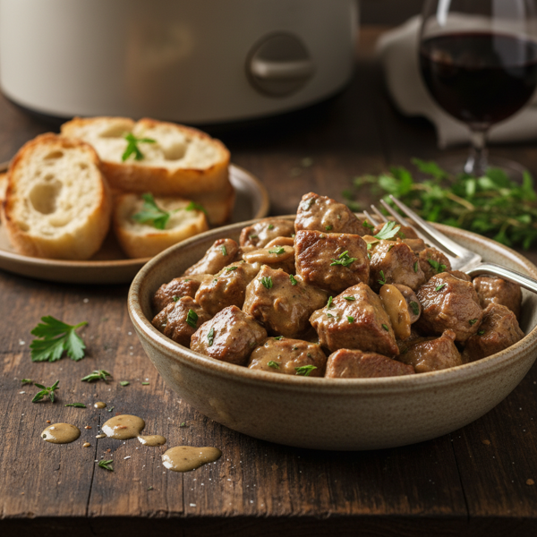 Slow Cooker Creamy Beef Tips in Savory Gravy recipe