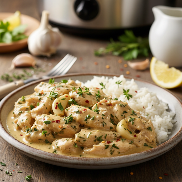 Slow Cooker Creamy Garlic Herb Chicken recipe