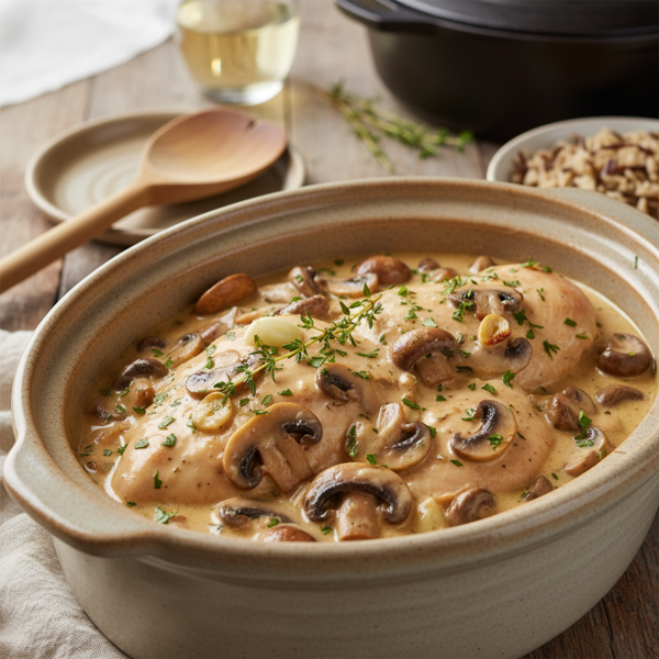 Slow Cooker Creamy Mushroom Chicken Delight recipe
