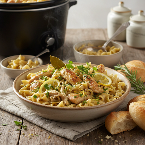 Slow Cooker Lemon Herb Chicken and Noodles recipe