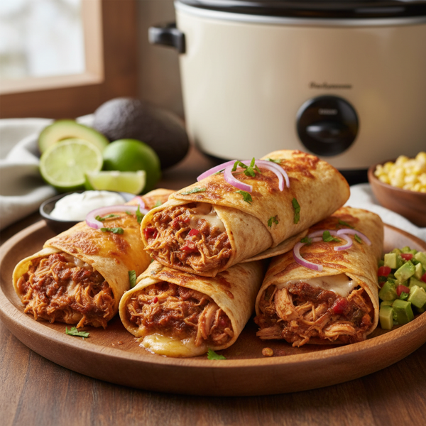 Slow Cooker Mexican Shredded Chicken Burritos recipe