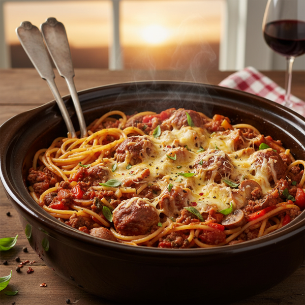 Slow Cooker Savory Spaghetti Delight recipe