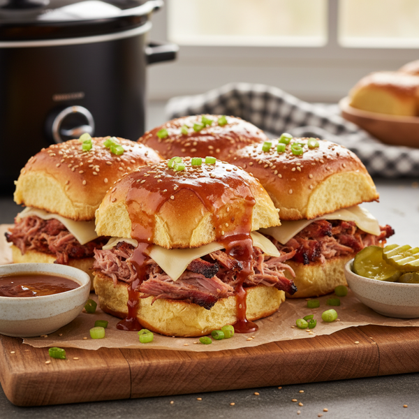 Slow Cooker Sweet & Smoky Ham Sliders recipe