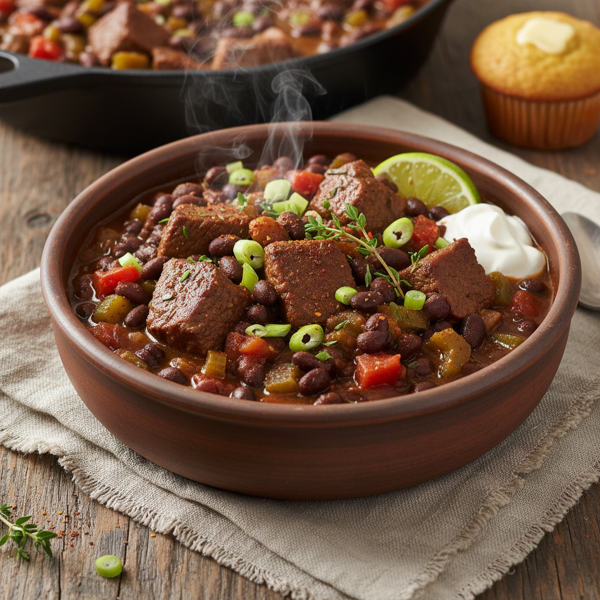 Slow Simmered Cajun Beef & Black Bean Stew recipe
