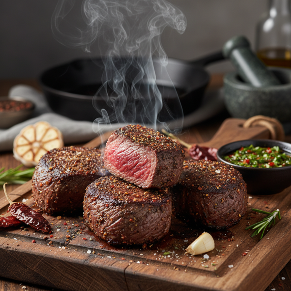 Smoky Ancho Chile Rubbed Beef Tenderloin Steaks recipe