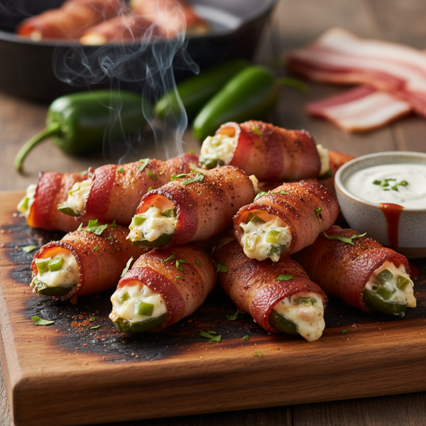 Smoky Bacon-Wrapped Jalapeno Poppers recipe