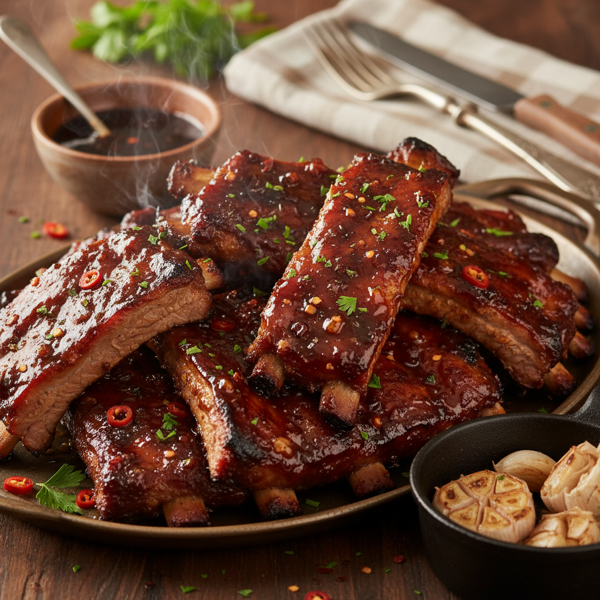 Smoky Bourbon-Glazed Pork Ribs recipe