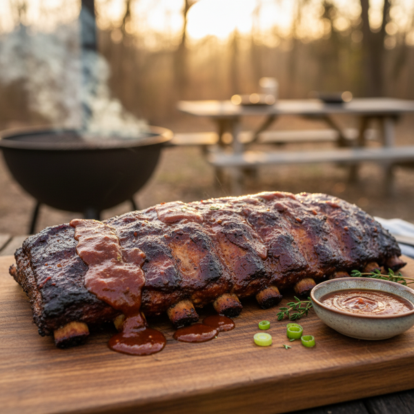 Smoky Carolina Baby Back Ribs with Sweet-Tangy Barbecue Sauce recipe