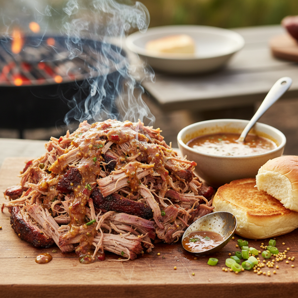 Smoky Carolina Pulled Pork Tenderloin with Tangy Mop Sauce recipe