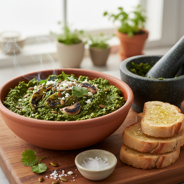 Smoky Green Chile Cilantro Pesto recipe