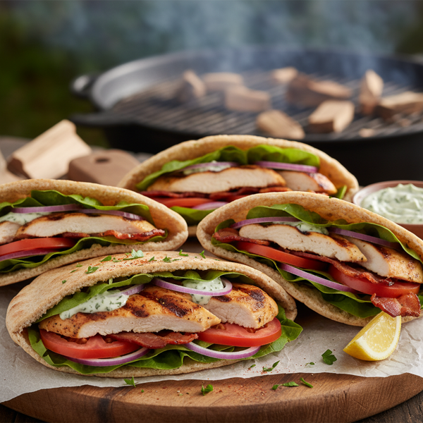 Smoky Grilled Chicken Club Pitas recipe
