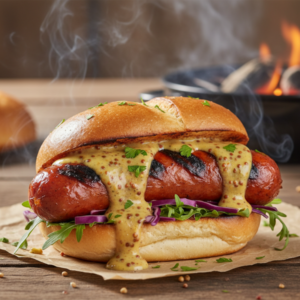 Smoky Grilled Kielbasa Sandwiches with Zesty Honey Mustard Dressing recipe