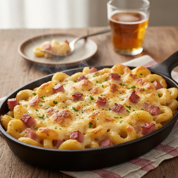 Smoky Ham and Fontina Baked Cavatappi recipe