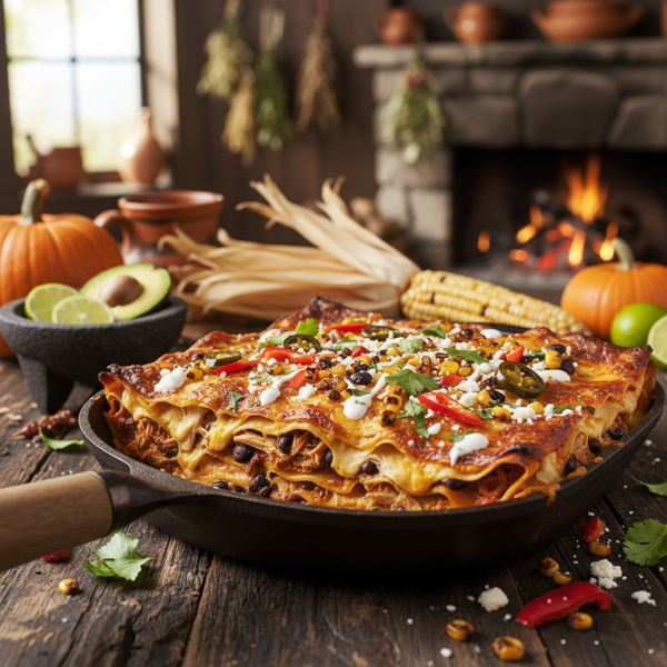 Smoky Mexican Chicken Pumpkin Lasagna recipe
