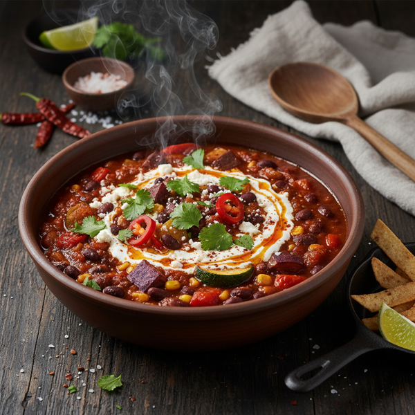 Smoky Rainbow Veggie Chili Delight recipe