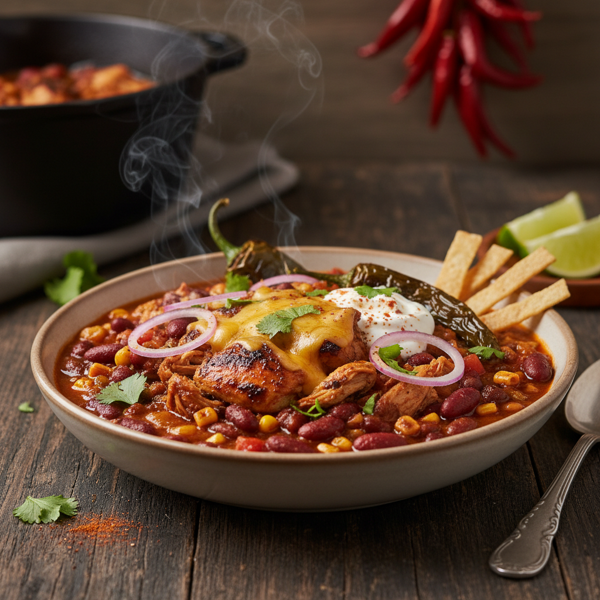 Smoky Roasted Chicken Chili recipe