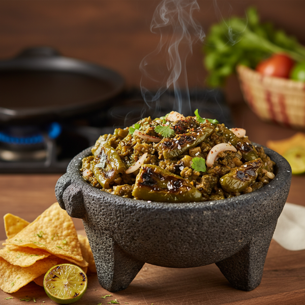 Smoky Roasted Poblano and Tomatillo Salsa recipe