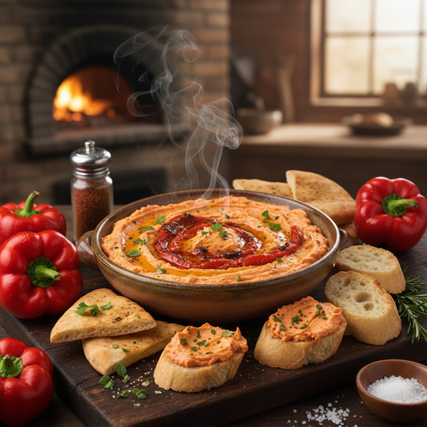 Smoky Roasted Red Pepper and Cream Cheese Dip recipe