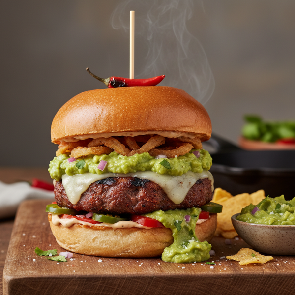 Smoky Rojo Burger with Zesty Guacamole recipe
