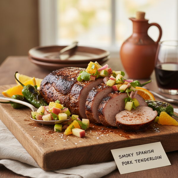 Smoky Spanish Pork Tenderloin with Apple-Citrus Salsa recipe