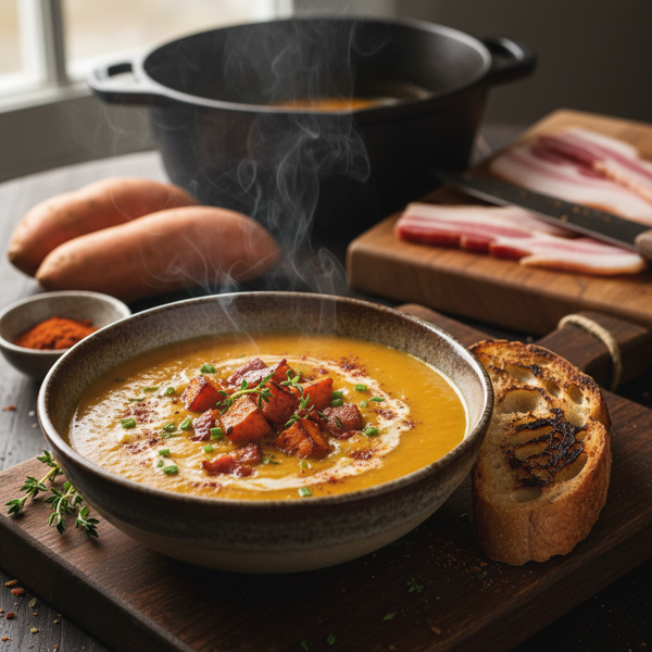 Smoky Sweet Potato and Bacon Soup recipe