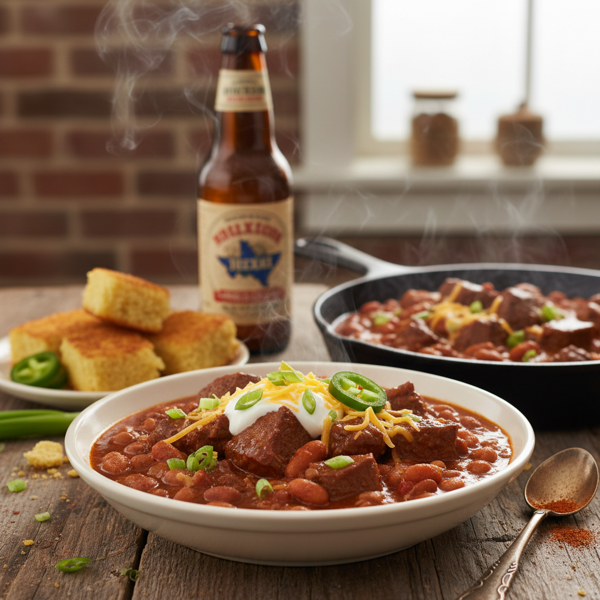 Smoky Texas Beer-Braised Chili Delight recipe