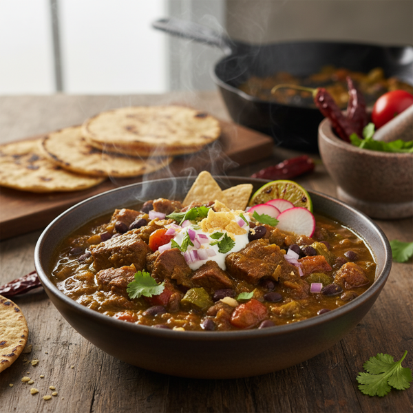 Smoky Tomatillo Beef Chili recipe