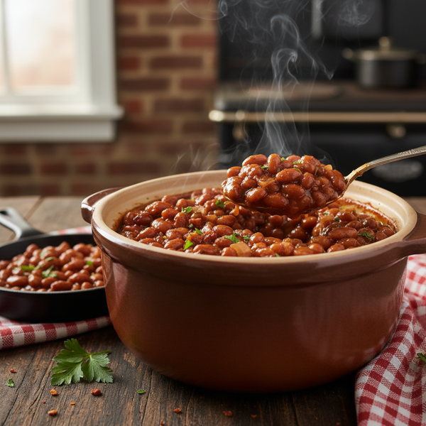 Smoky Vegetarian New England Baked Beans recipe