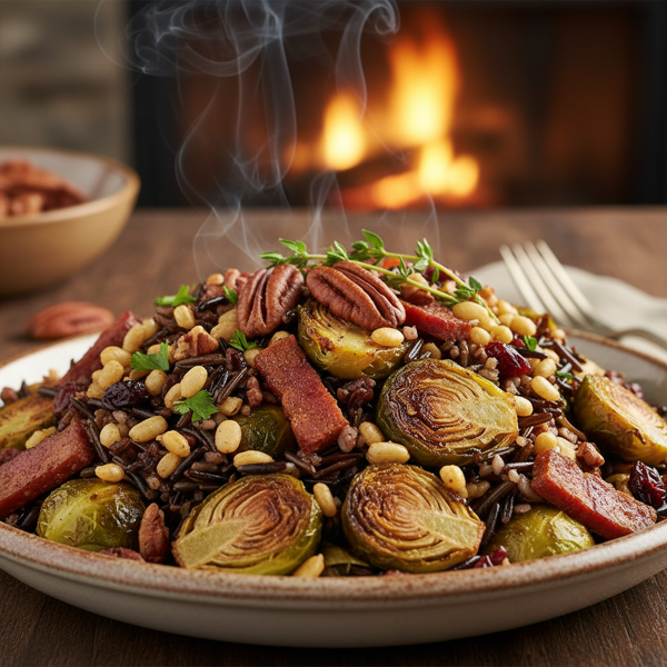 Smoky Wild Rice and Brussels Sprouts Medley recipe