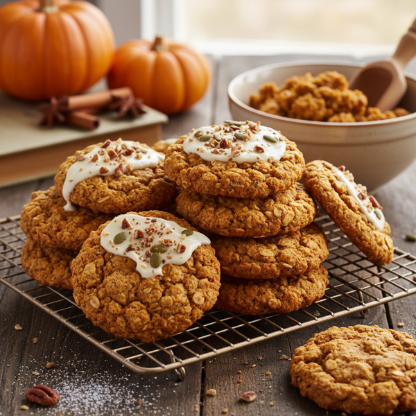 Soft and Chewy Oatmeal Pumpkin Spice Cookies recipe