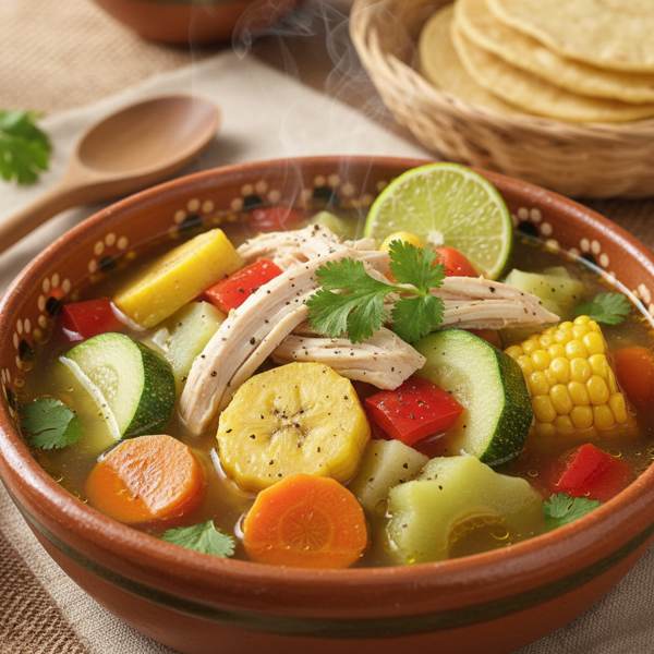 Sopa de Pollo con Verduras y Plátano recipe