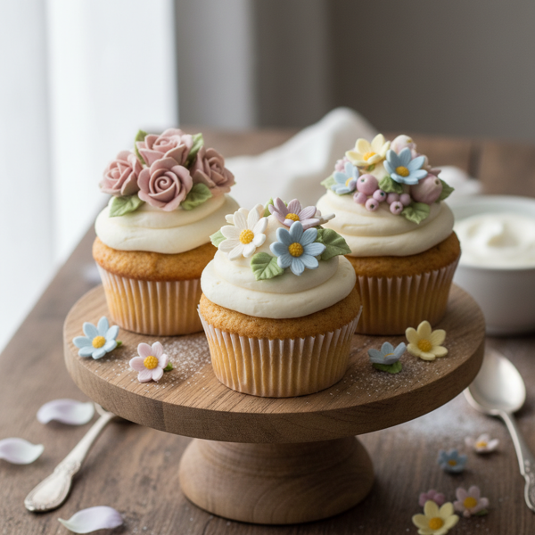 Sour Cream Floral Cupcakes recipe