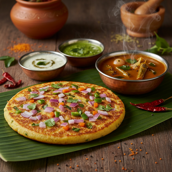 South Indian Vegetable Uttapam with Spicy Sambhar recipe