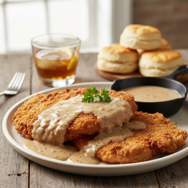 Southern Comfort Chicken Fried Steak with Creamy Peppered Gravy recipe