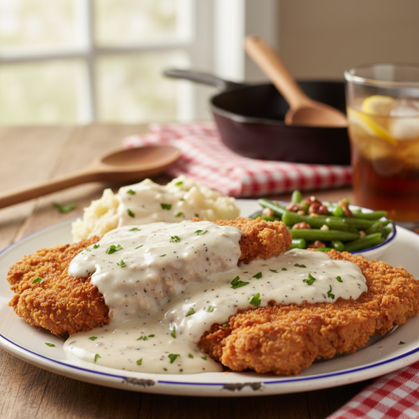 Southern Style Chicken Fried Steak with Creamy Gravy recipe