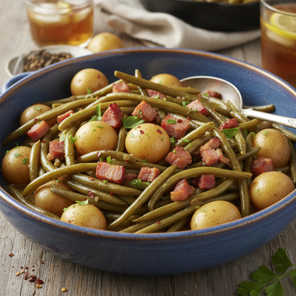 Southern Style Green Beans and New Potatoes with Ham recipe