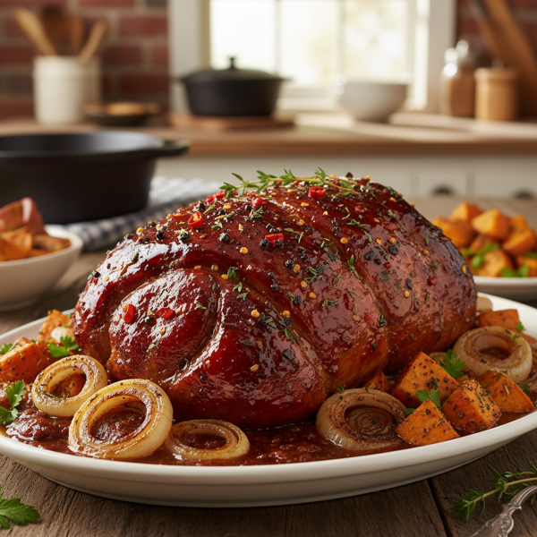Southern Sweet and Spicy Pork Roast with Vidalia Onions recipe