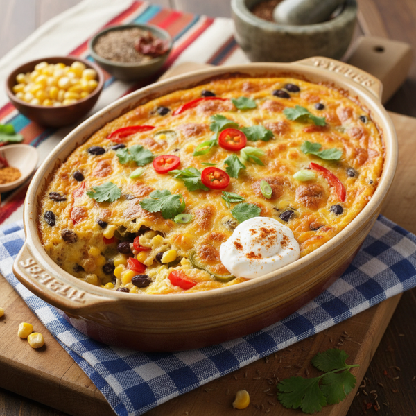 Southwest Cheesy Corn Pudding recipe