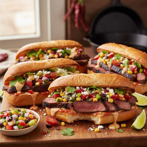 Southwest Grilled Steak Salsa Hoagies recipe