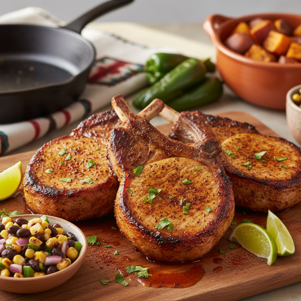 Southwest Spiced Pan-Seared Pork Chops recipe