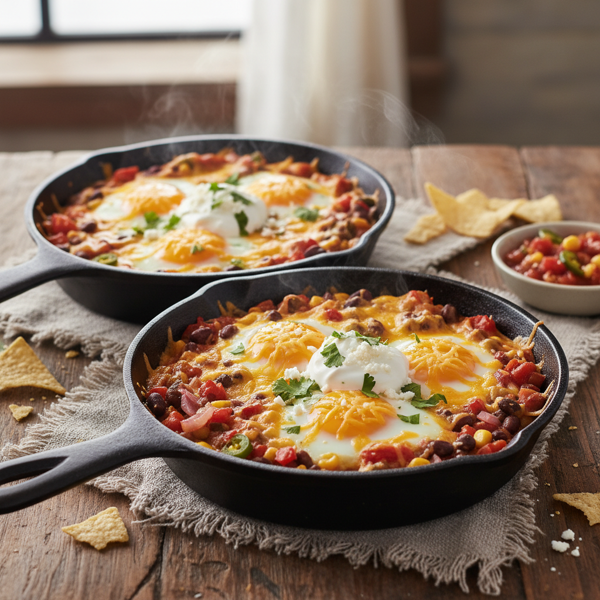 Southwestern Baked Eggs with Spicy Salsa and Cheese recipe