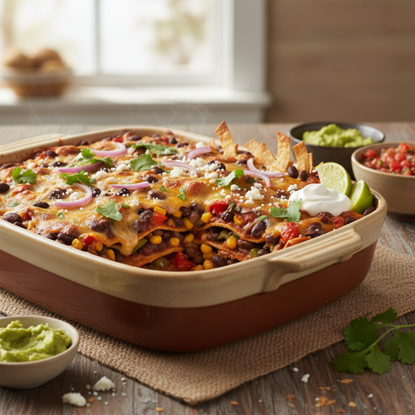 Southwestern Black Bean Tortilla Casserole recipe