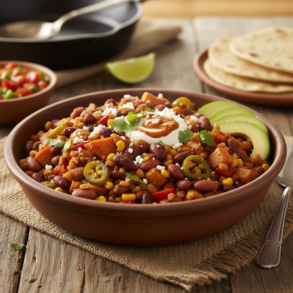 Southwestern Hearty Bean and Barley Delight recipe