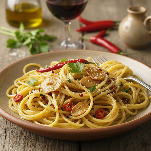 Spaghetti Aglio e Olio con Peperoncino Umbria recipe